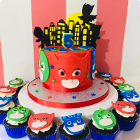 PJ Mask Birthday Cake- edible Flat characters images – Pao's cakes