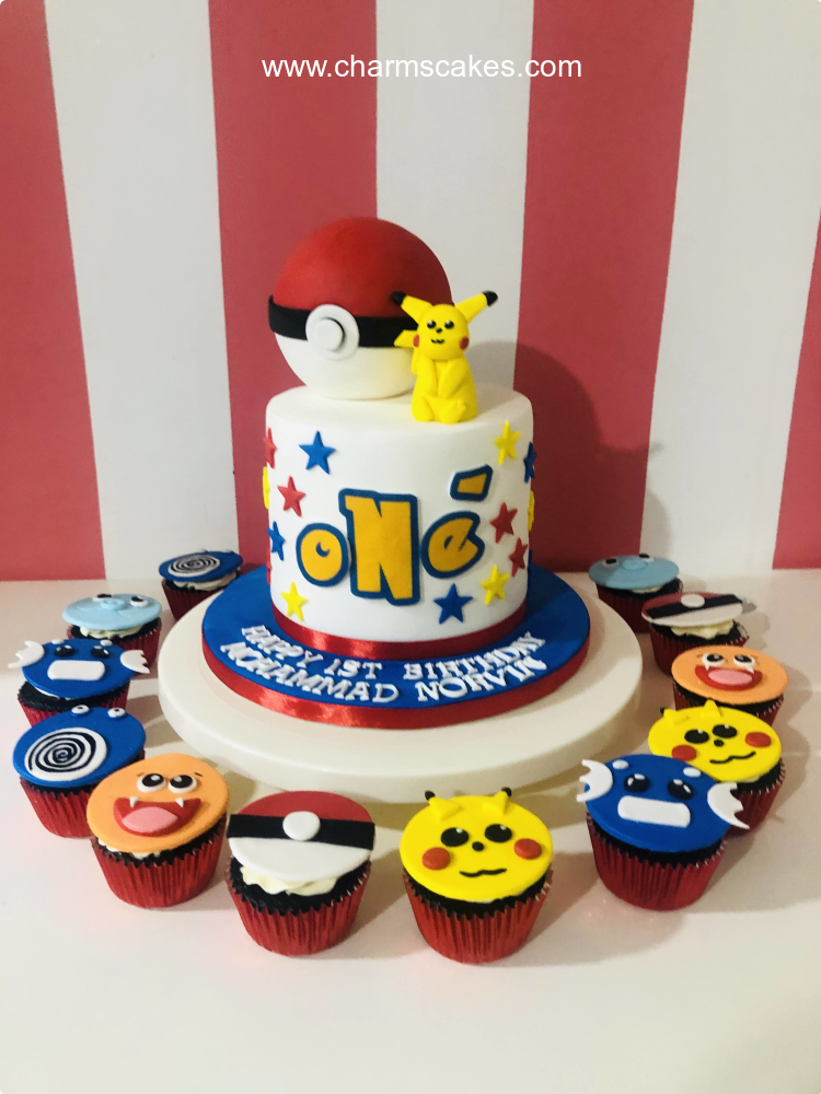 Pokeball One Pokemon Custom Cake