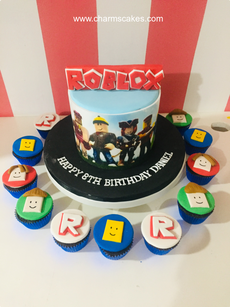 Charm S Cakes Roblox Daniel Custom Cake - roblox logo on cake