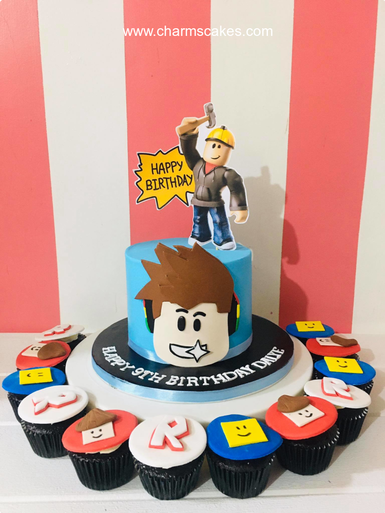 Iced and Sliced - Roblox cake with builder man on top!