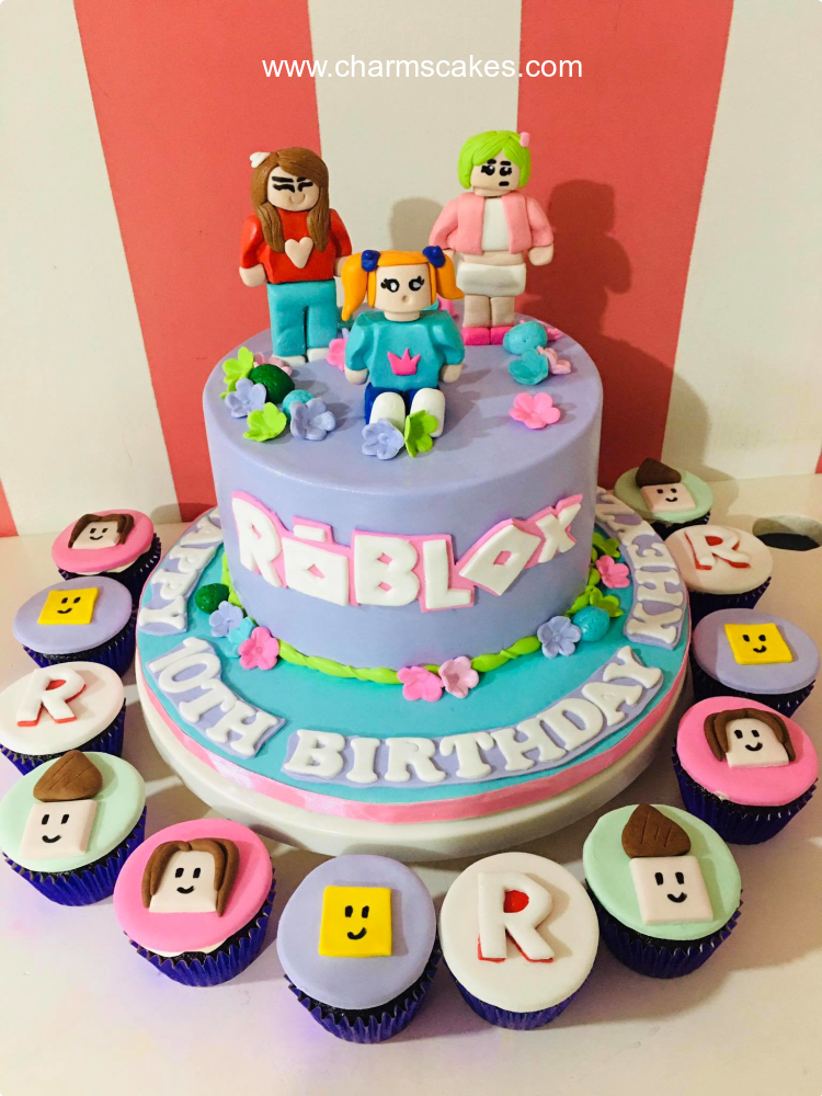 Roblox Pink Cake with Edible Fondant Icecreams - CakeIndulge PH