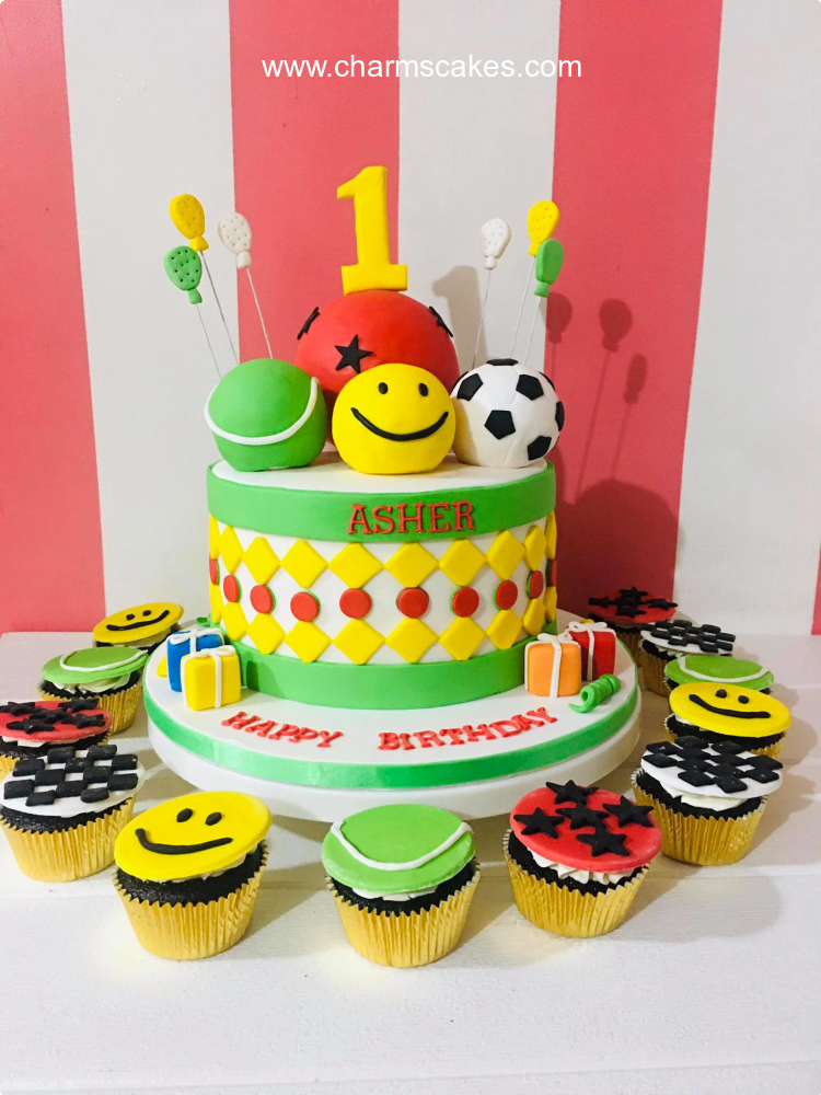 Asher's Ball Games Sports Theme Custom Cake