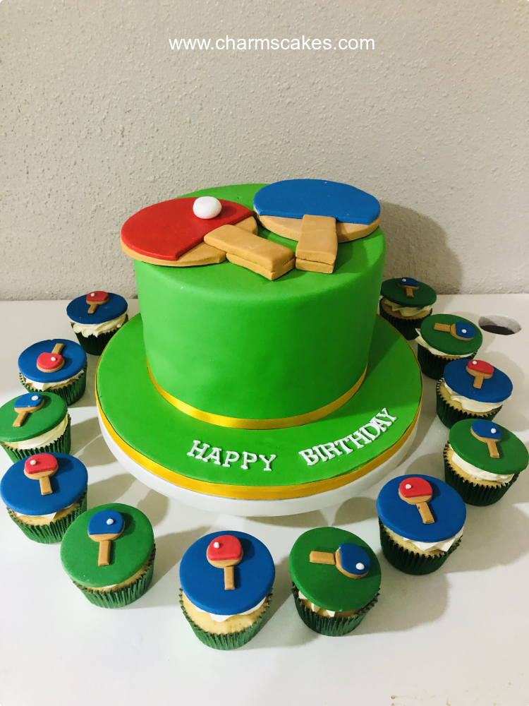 Table Tennis Sports Theme Custom Cake