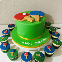 Table Tennis Sports Theme Custom Cake