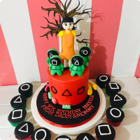 Red Game Squid Game Custom Cake