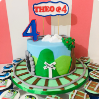 Theo's Thomas Train Custom Cake