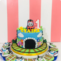 Zyaire's Thomas Train Custom Cake