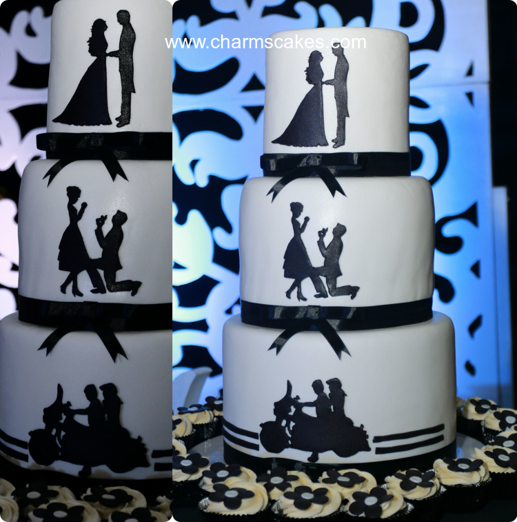Black & White Wedding & Anniversaries Custom Cake