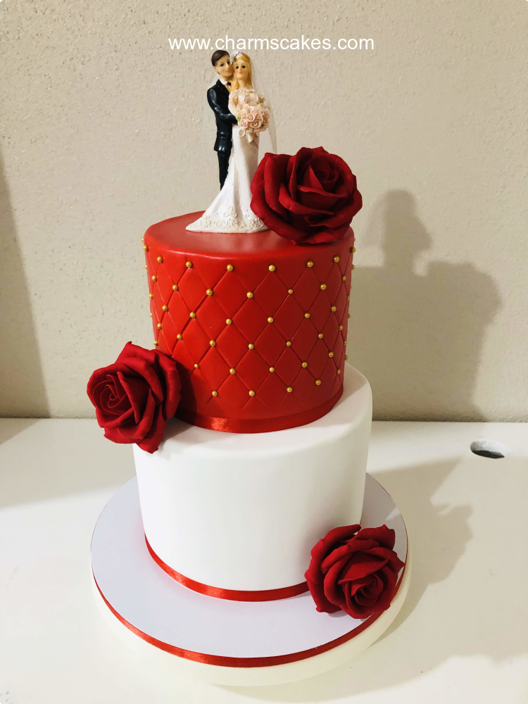 Red Rose Wedding & Anniversaries Custom Cake