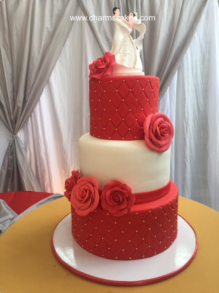 Red Roses Wedding & Anniversaries Custom Cake