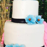 Blue flowers Wedding & Anniversaries Custom Cake