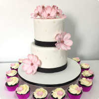 Pink Flowers Wedding & Anniversaries Custom Cake