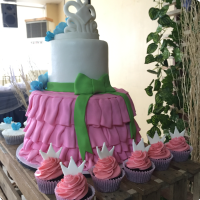 Pink & white Wedding & Anniversaries Custom Cake