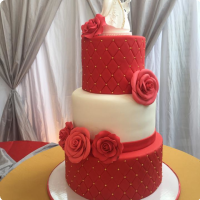 Red Roses Wedding & Anniversaries Custom Cake