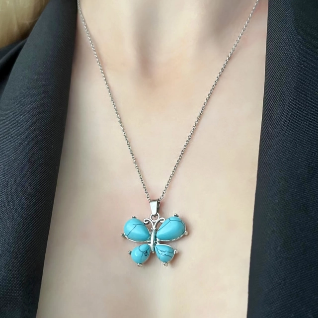 Кулон Метелик - бірюза