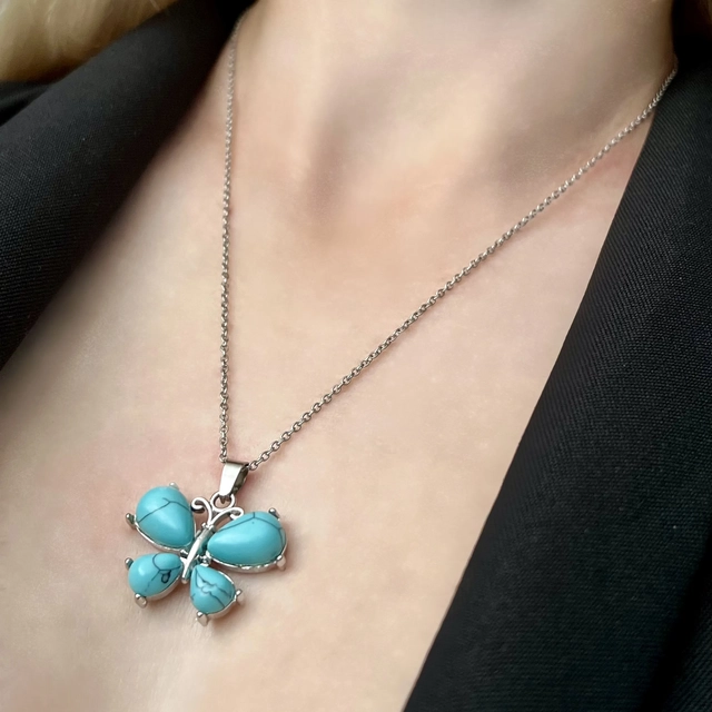 Кулон Метелик - бірюза