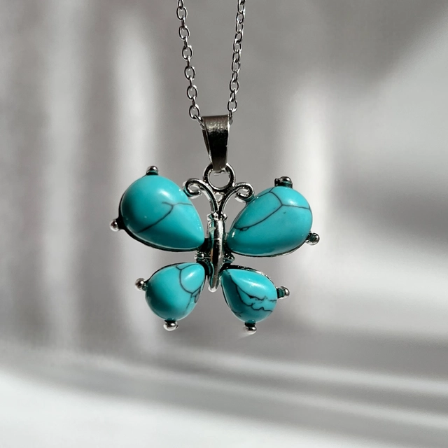 Кулон Метелик - бірюза