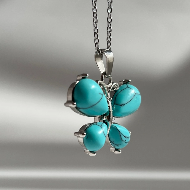 Кулон Метелик - бірюза