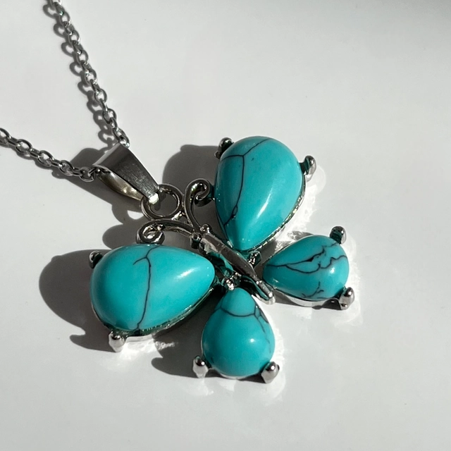 Кулон Метелик - бірюза