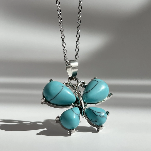 Кулон Метелик - бірюза