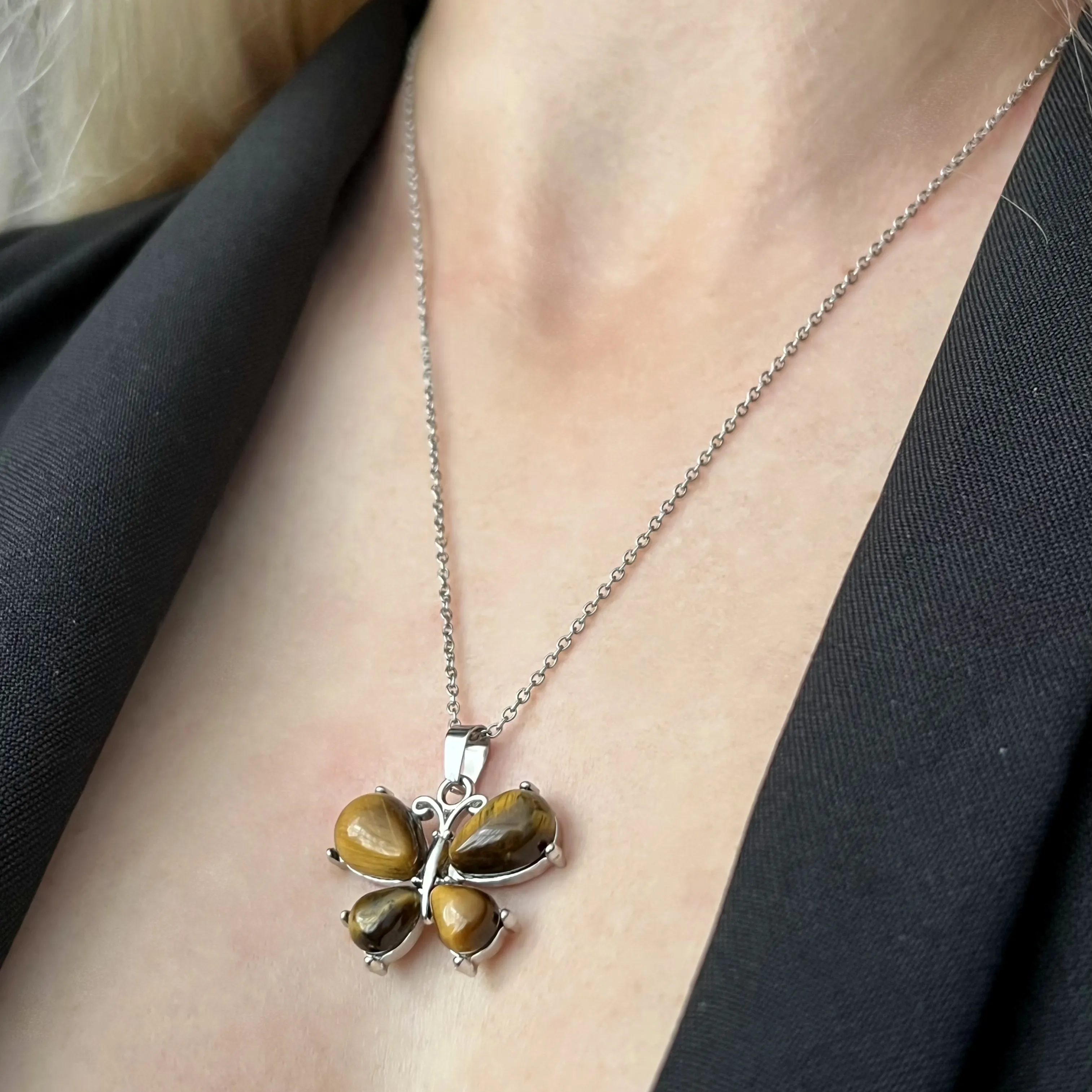 Кулон Метелик - тигрове око