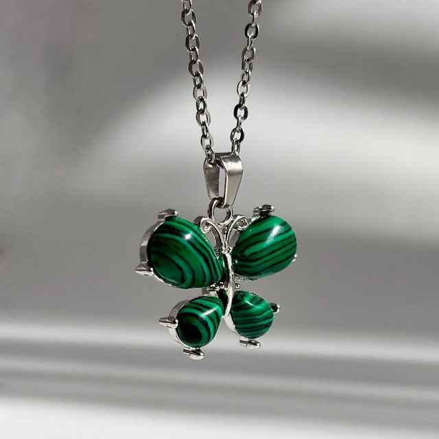 Кулон Метелик - малахіт