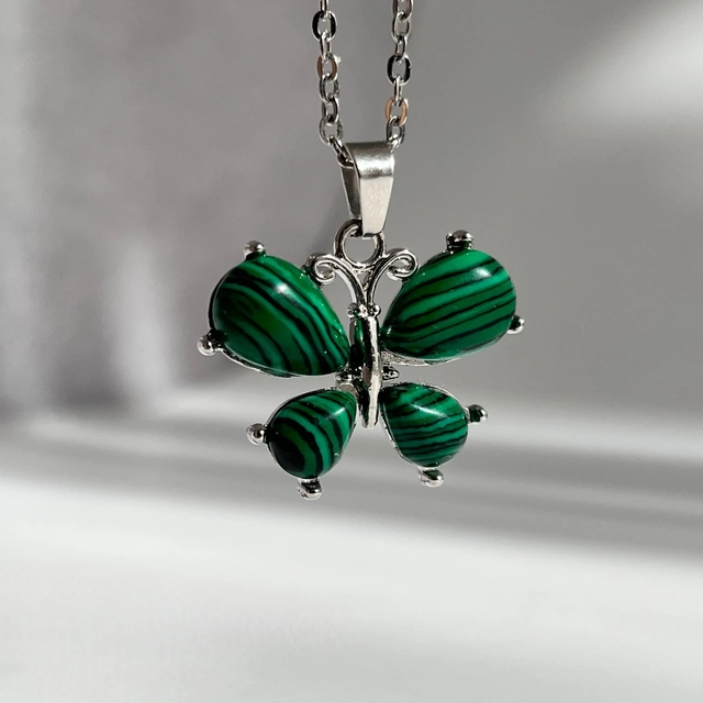 Кулон Метелик - малахіт