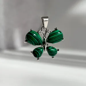 Кулон Метелик - малахіт