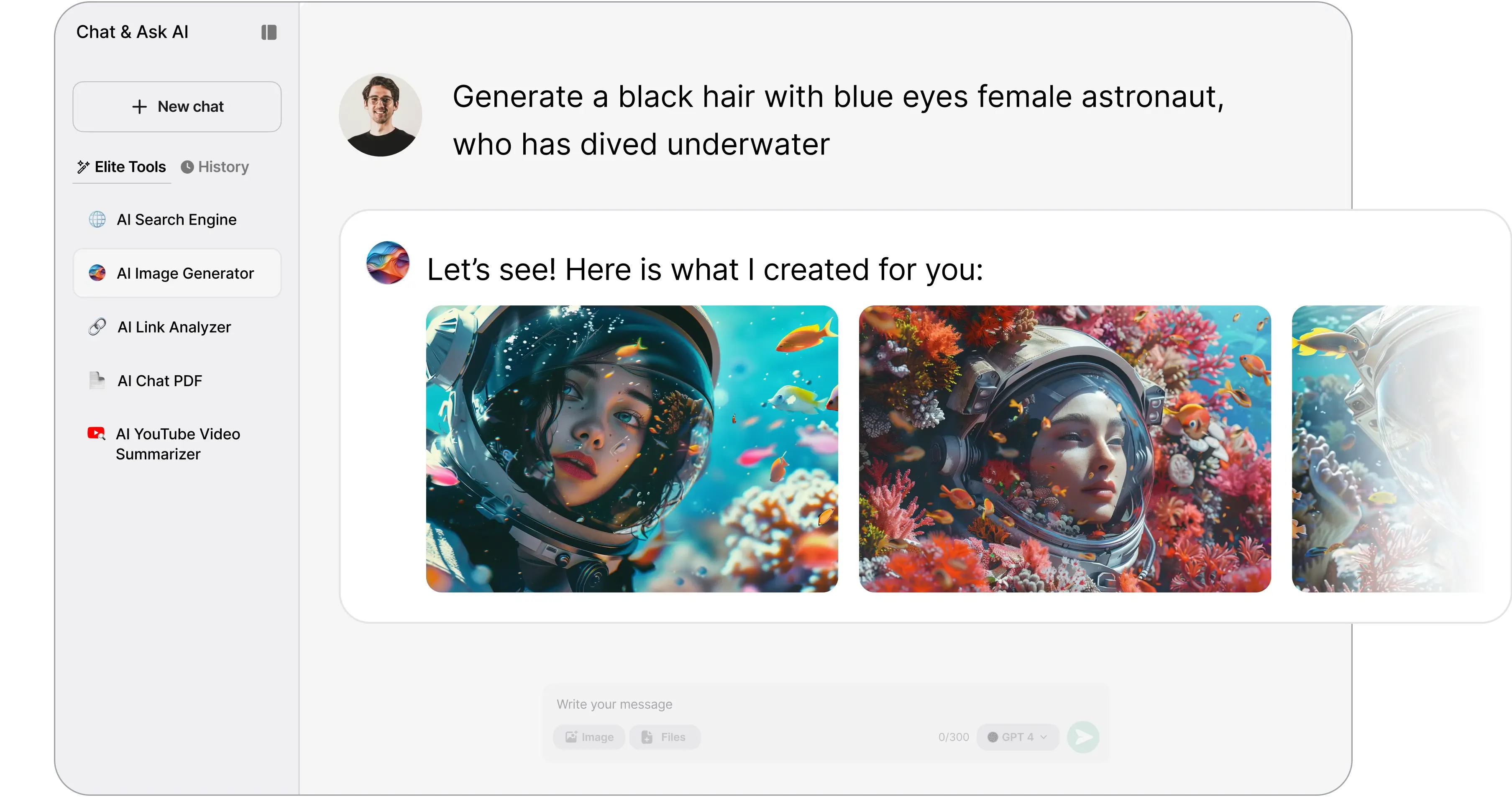 example image generation with chat & ask ai