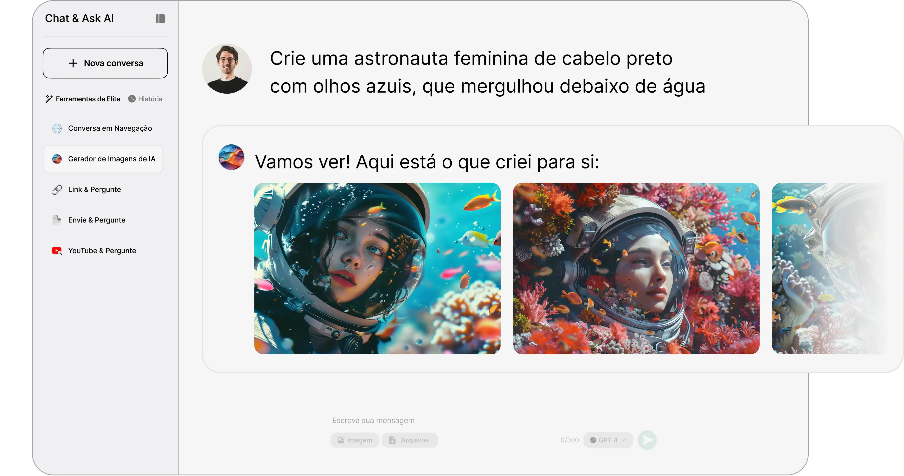 exemplo de geração de imagem com chat & ask ai
