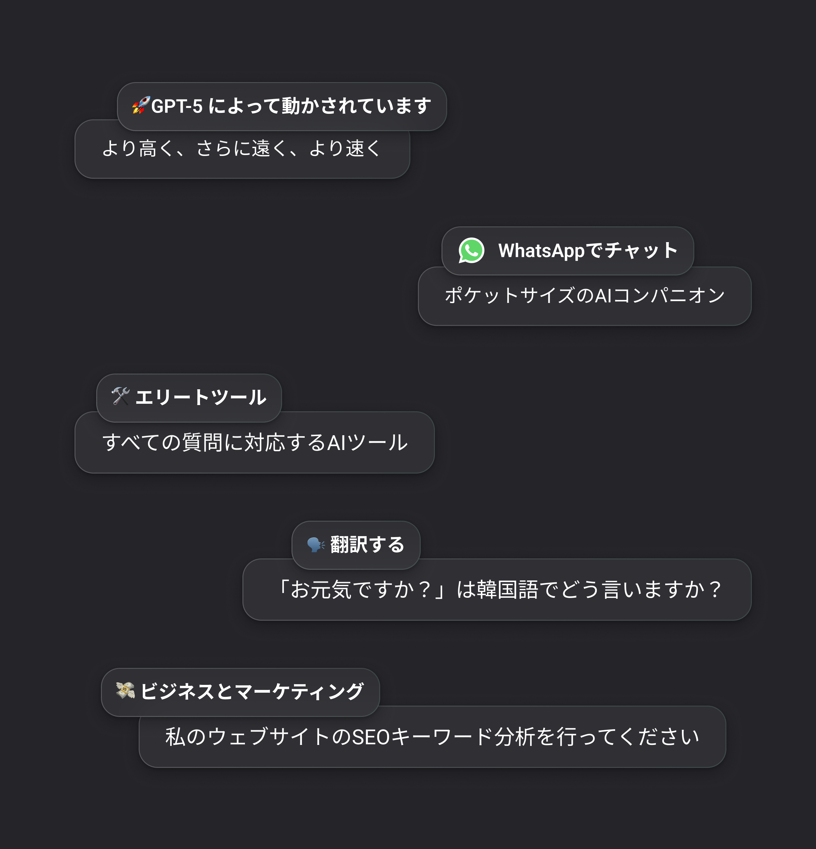 高度なAIチャットボット
 %で開発% 
 %GPT-5%