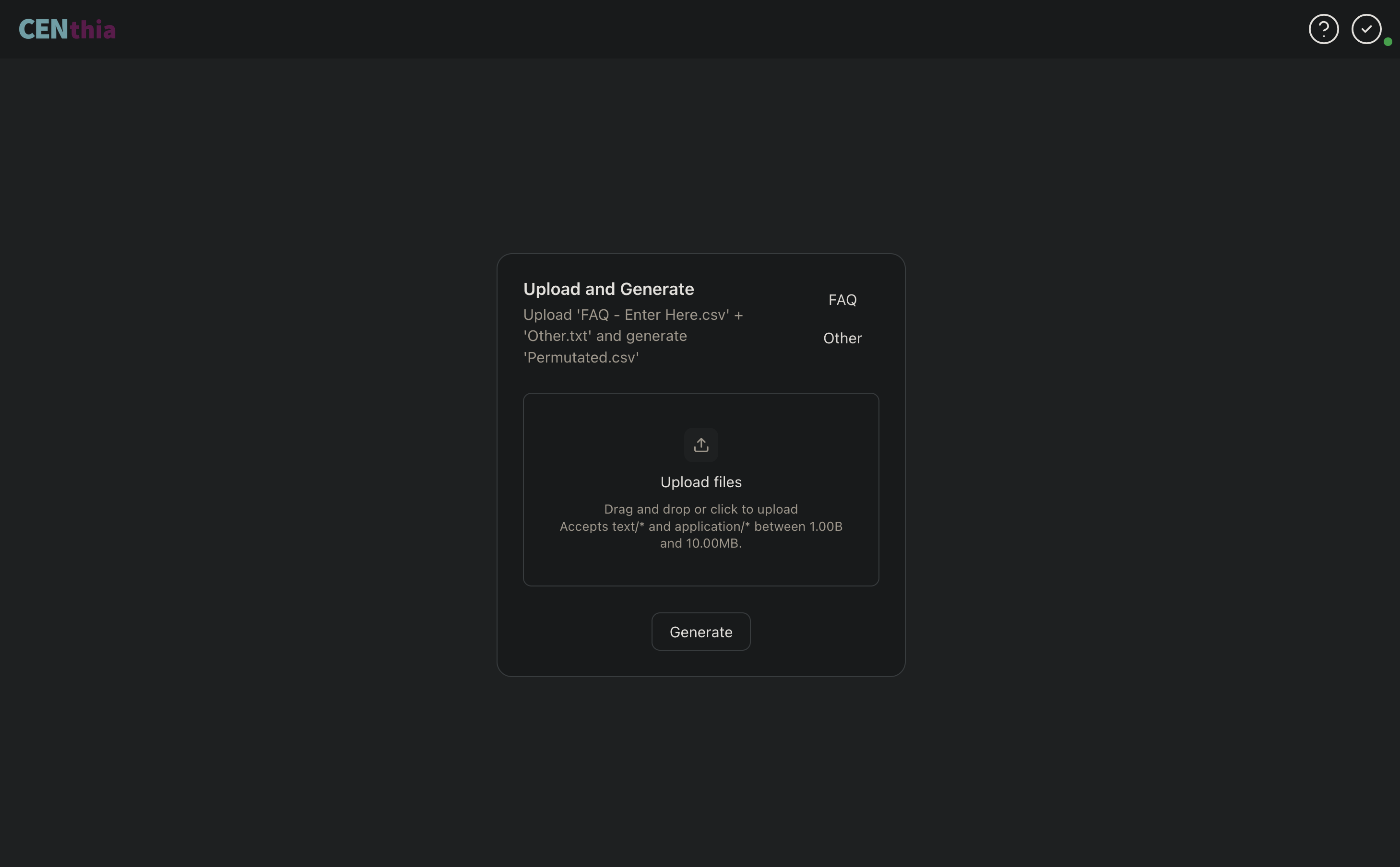 Screenshot of chatbot-util user interface