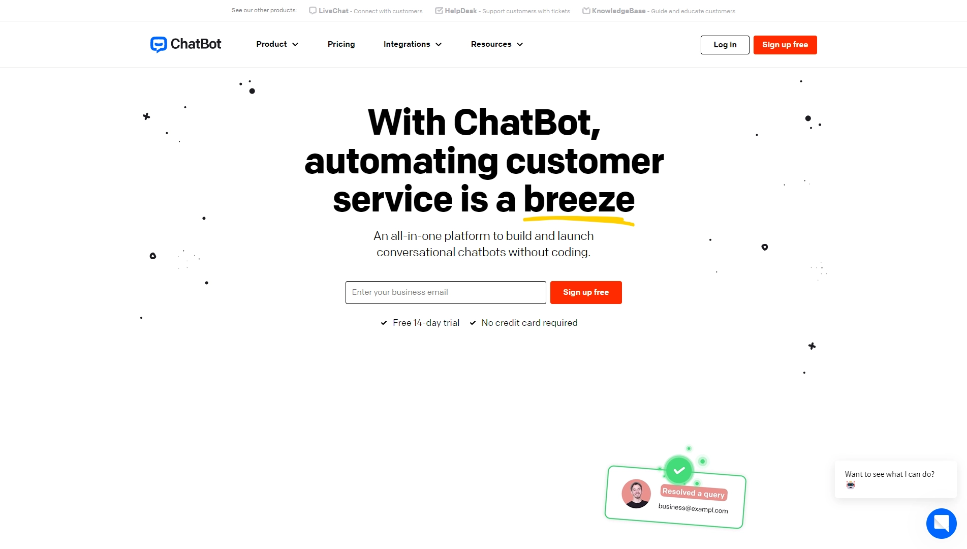 Chatbot.com landing page