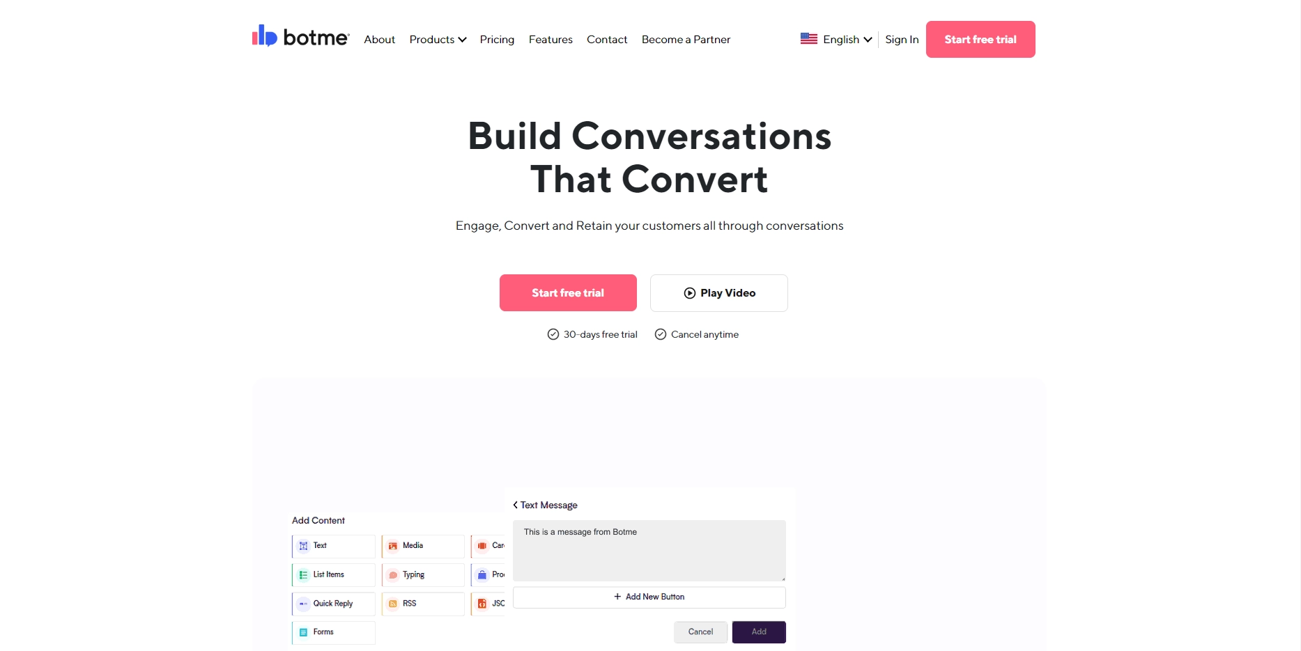 Botme landing page