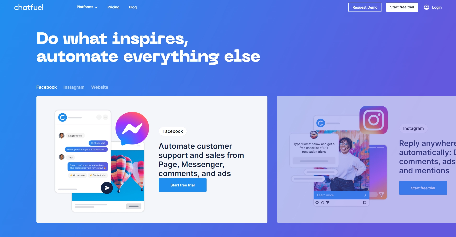 Chatfuel.com landing page