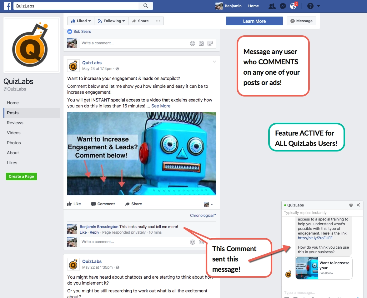 How to turn Facebook comments into customers with automation, Chatfuel