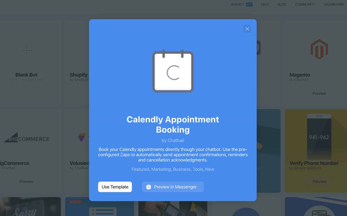 Calendly chatbot template