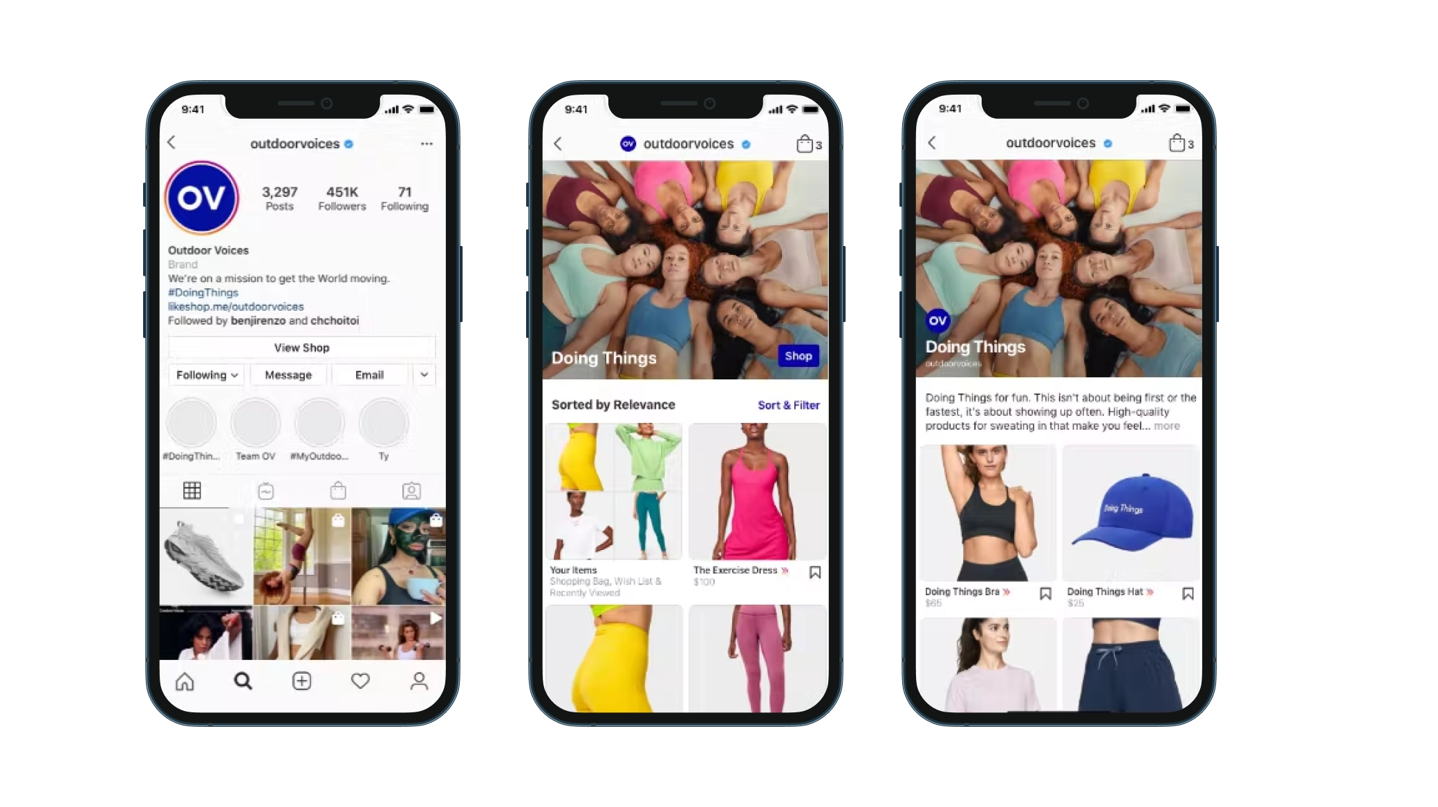 Instagram Shops feature example