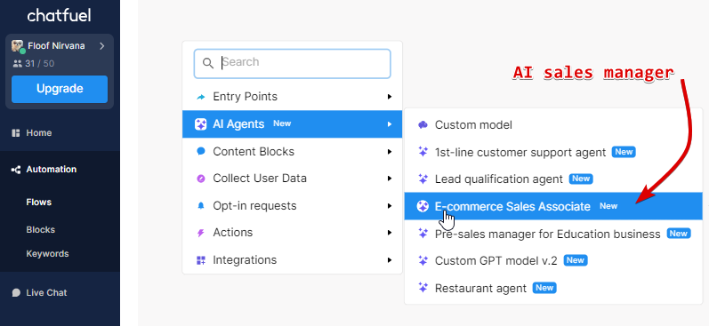 AI agents for Shopify in Chatfuel
