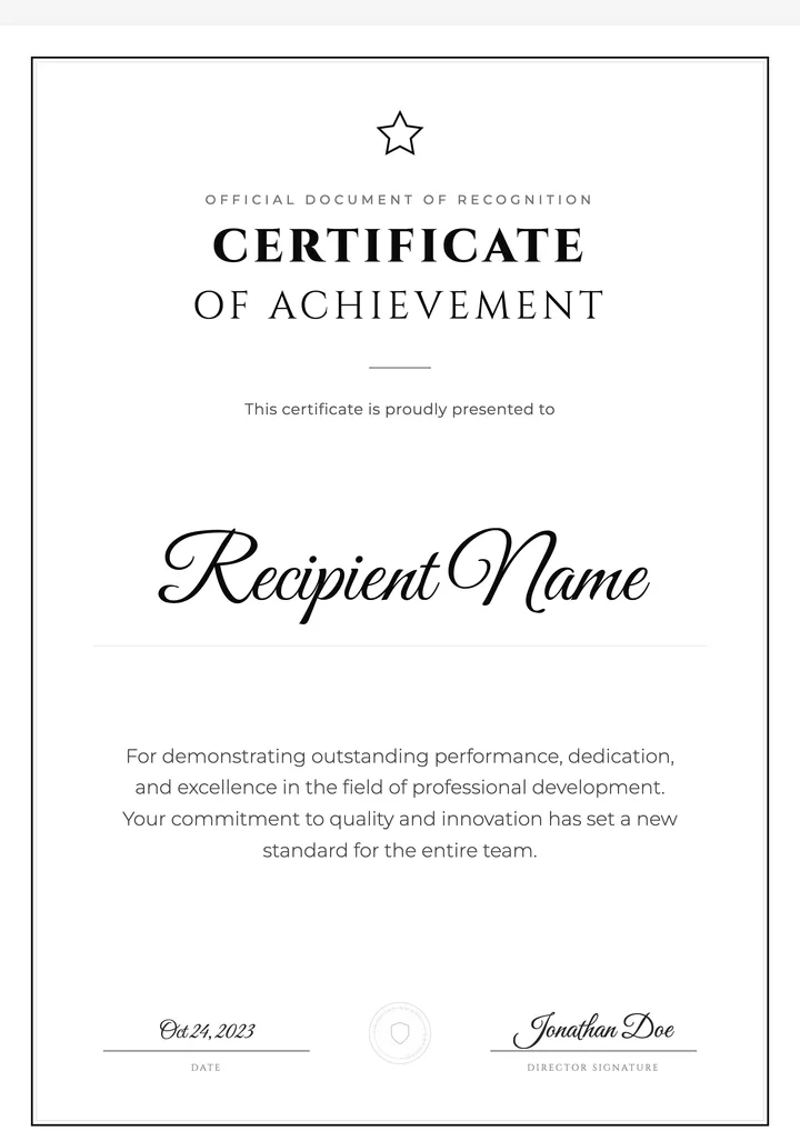 Award Certificate