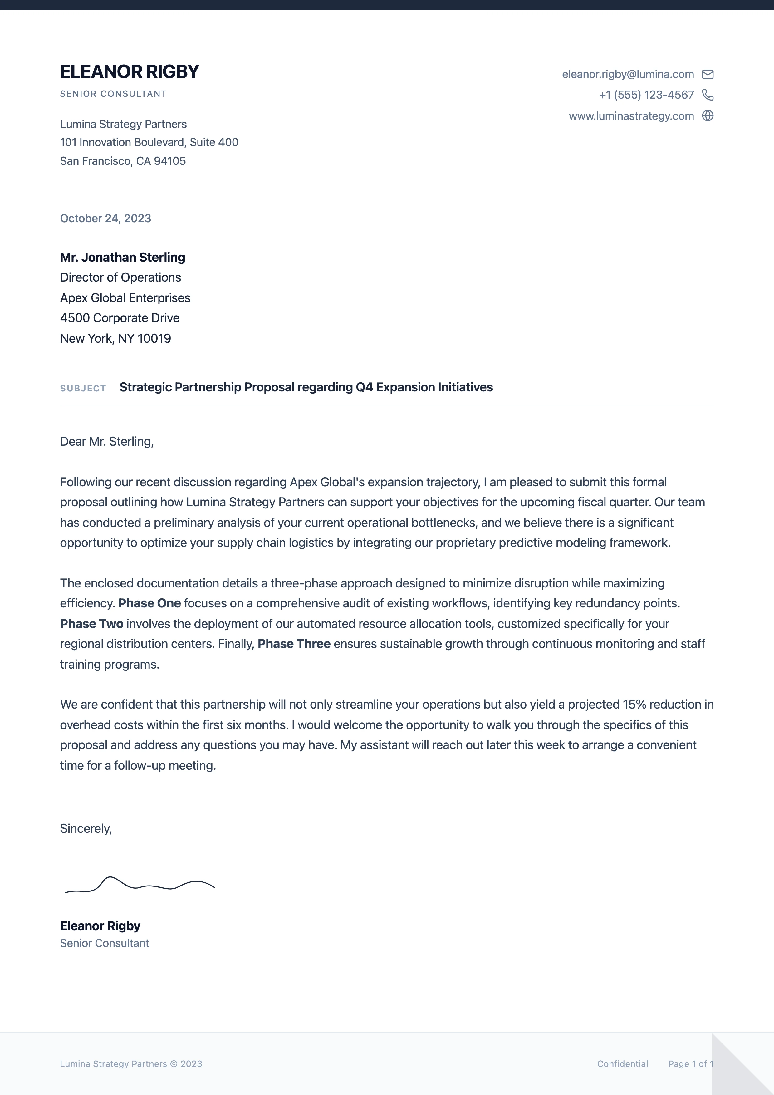 Business Letter: cover