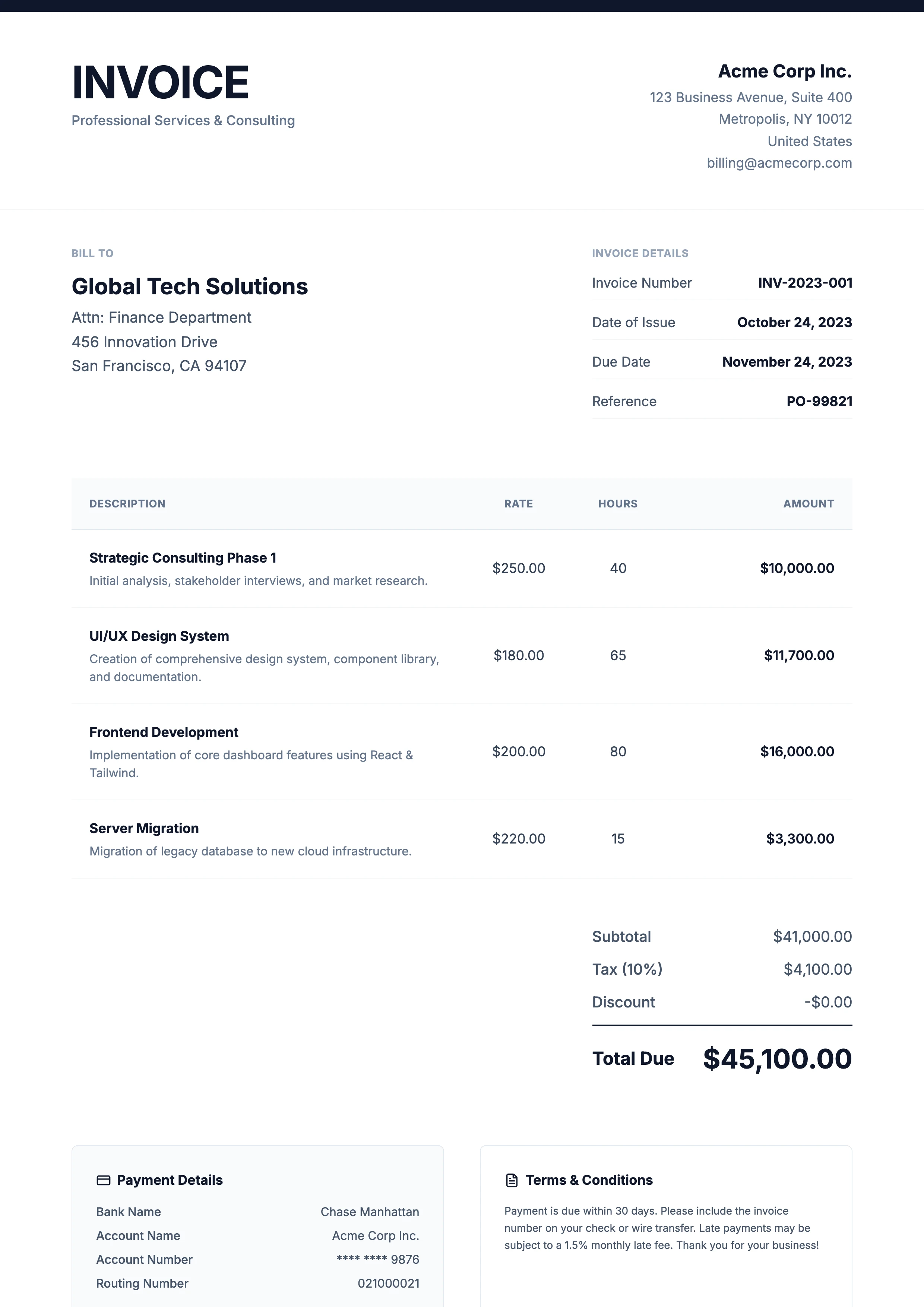 Company Invoice: cover