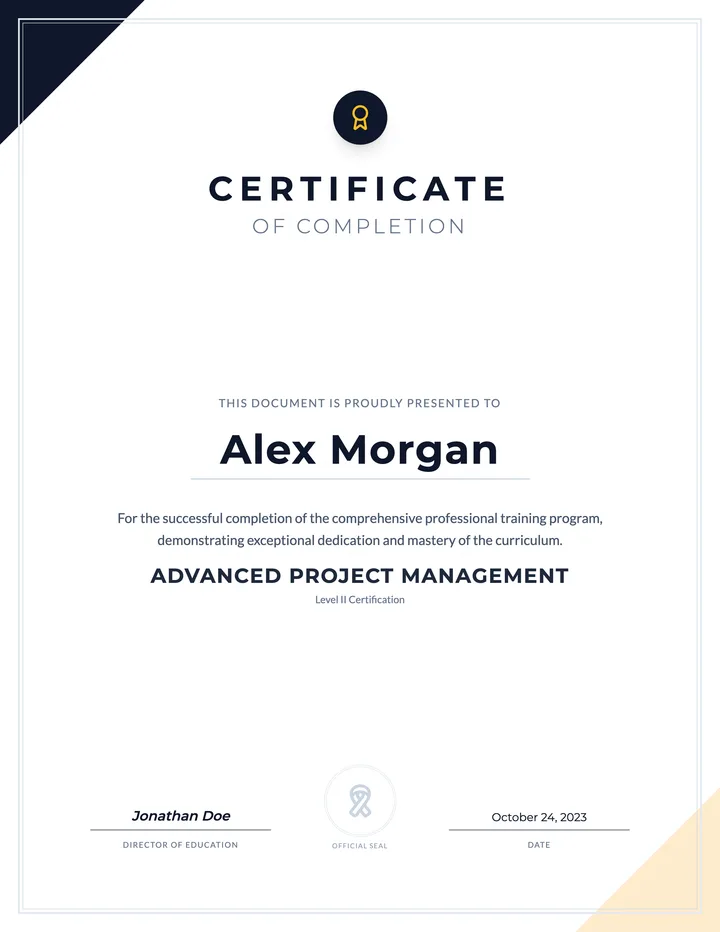 Completion Certificate