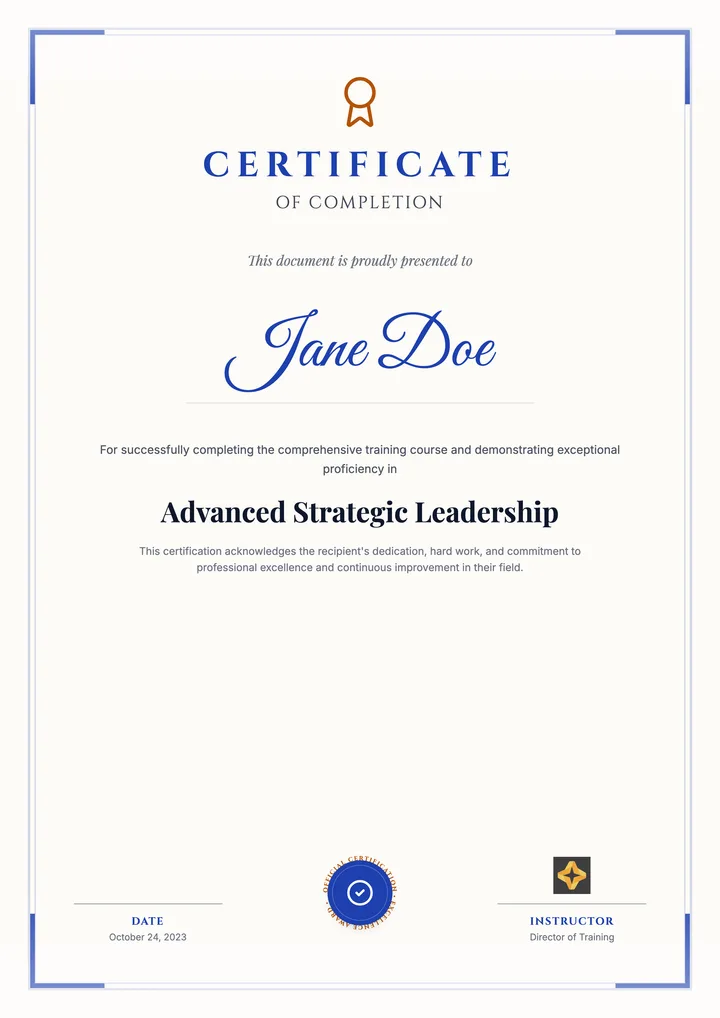 Completion Certificate