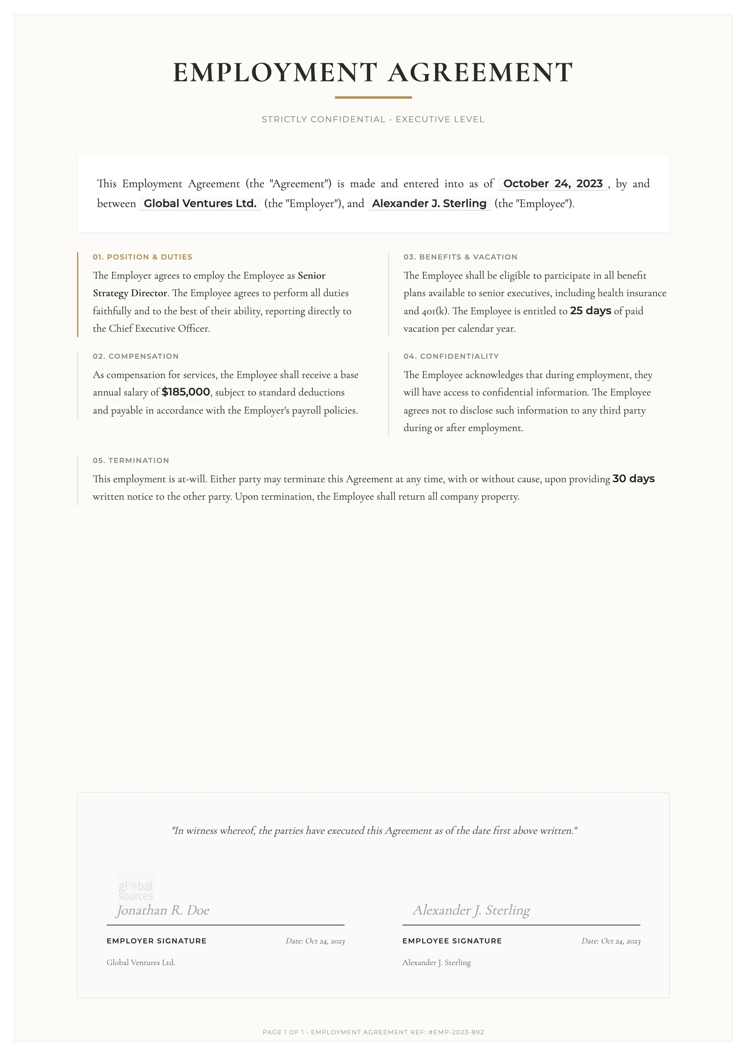 Employment Contract: cover
