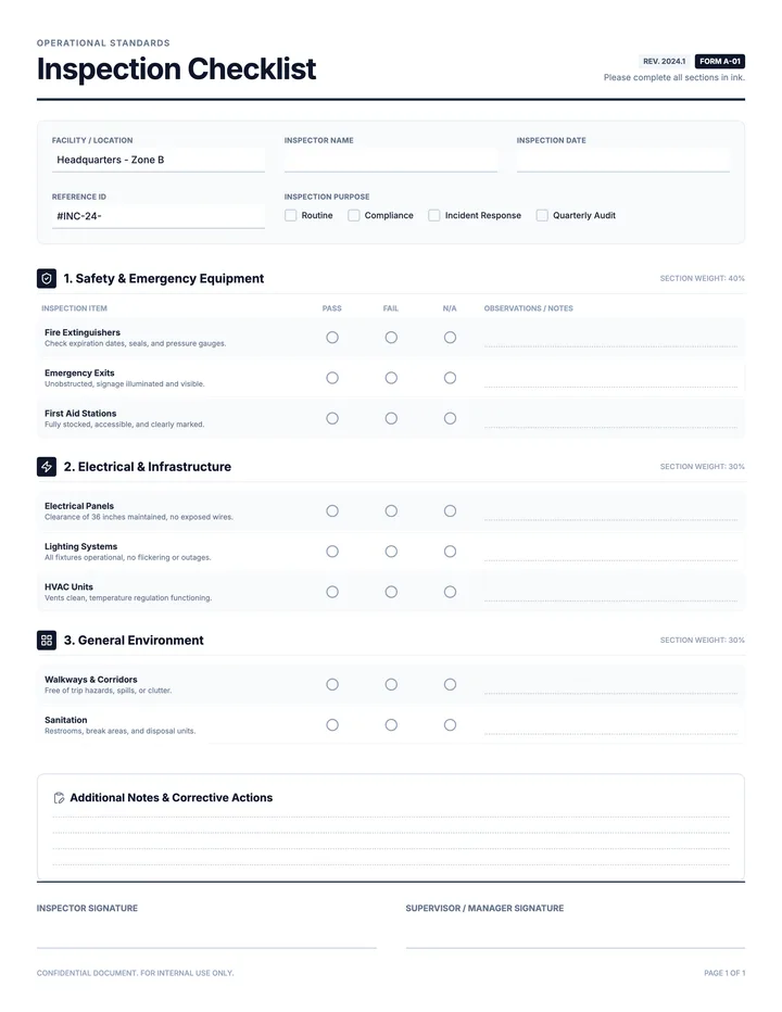 Inspection Checklist