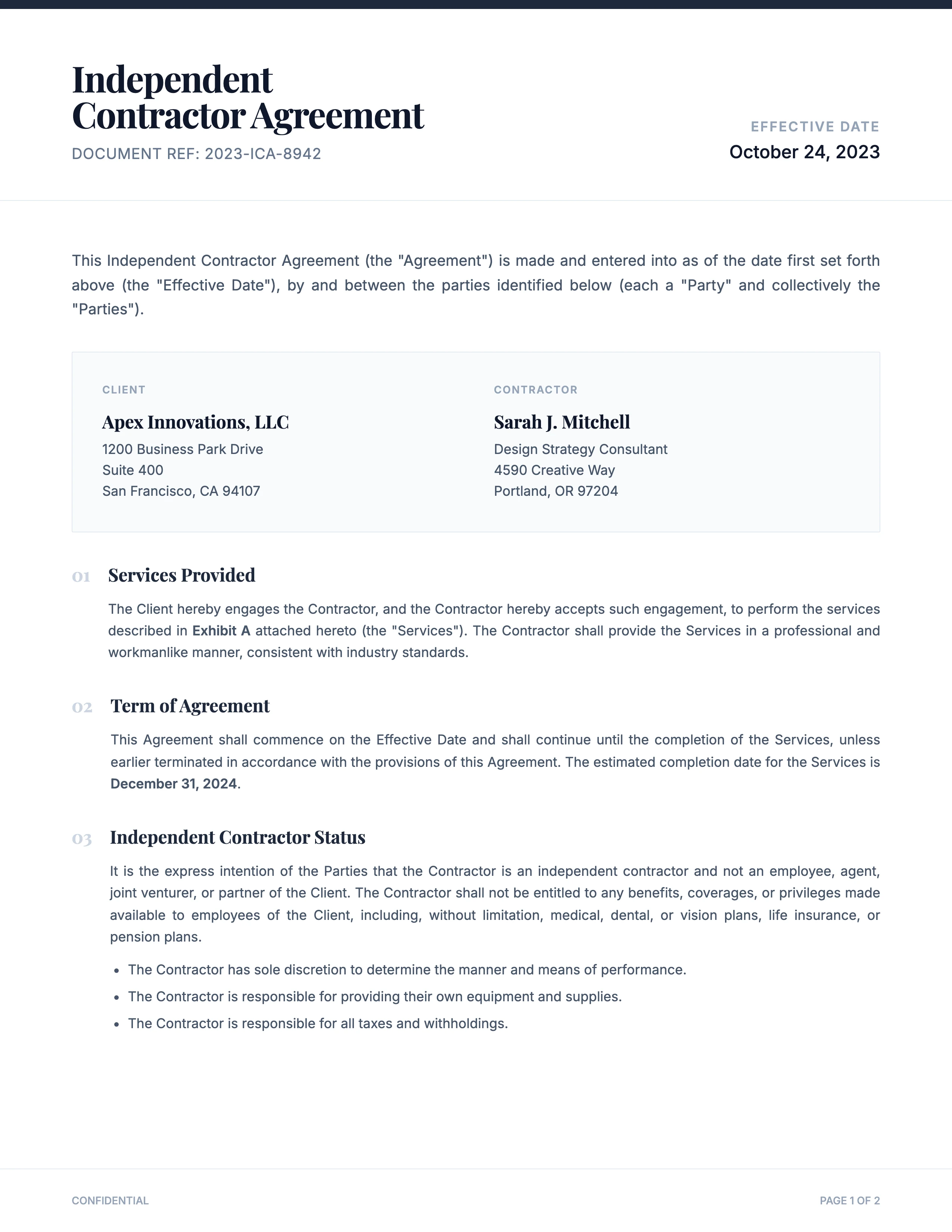 Legal Contract: cover