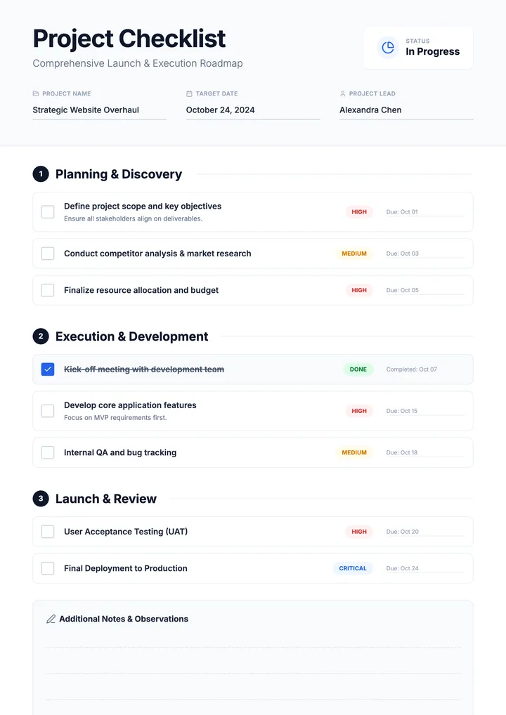 Project Checklist