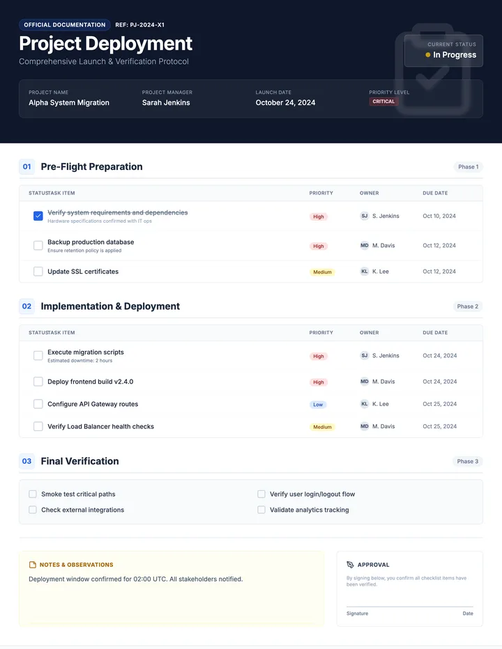 Project Checklist
