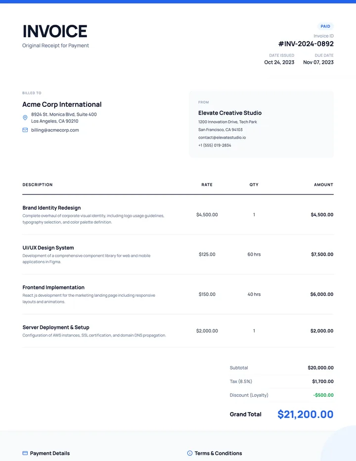 Receipt Invoice